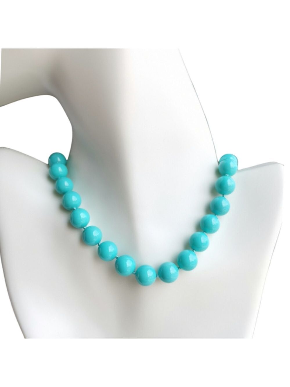 Turquoise Agate Bead Necklace 13mm 19 Inches